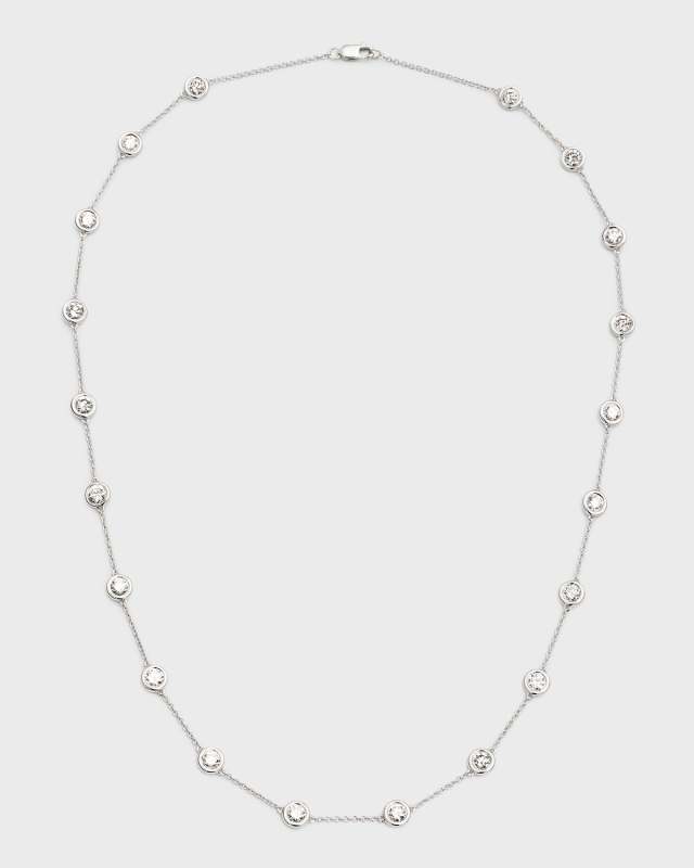 18K White Gold Round Lab Grown Diamond By-the-Yard Necklace, 18"L, 4.0tcw